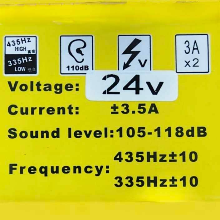 Truck horns 24V Pair with High & Low tones. Super loud & clear, HD & Water proof